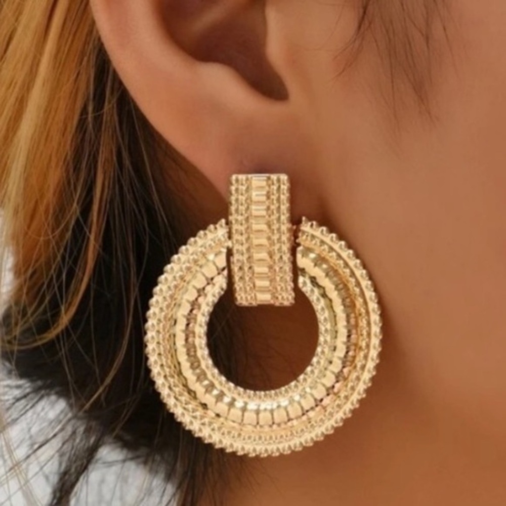 NEW! Anthro gold textured hoop earrings Rhodium plated